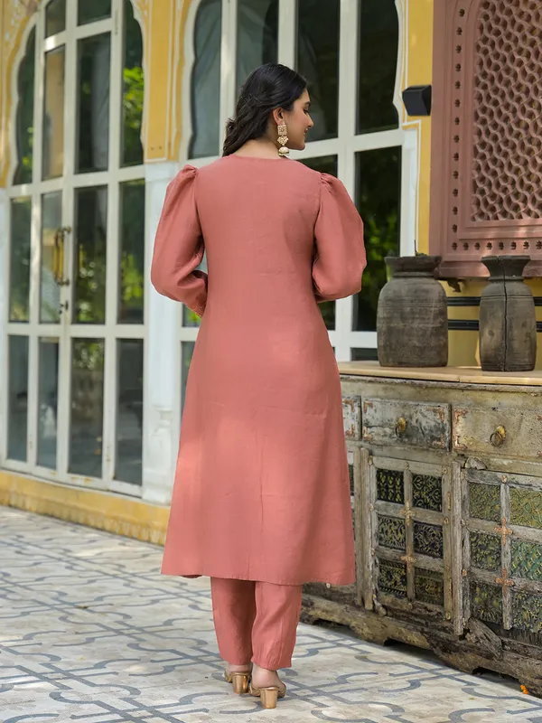 BrickRed_Silk_Brick_Red_A-Line_Kurta_Set_With_Dupatta_For_Women