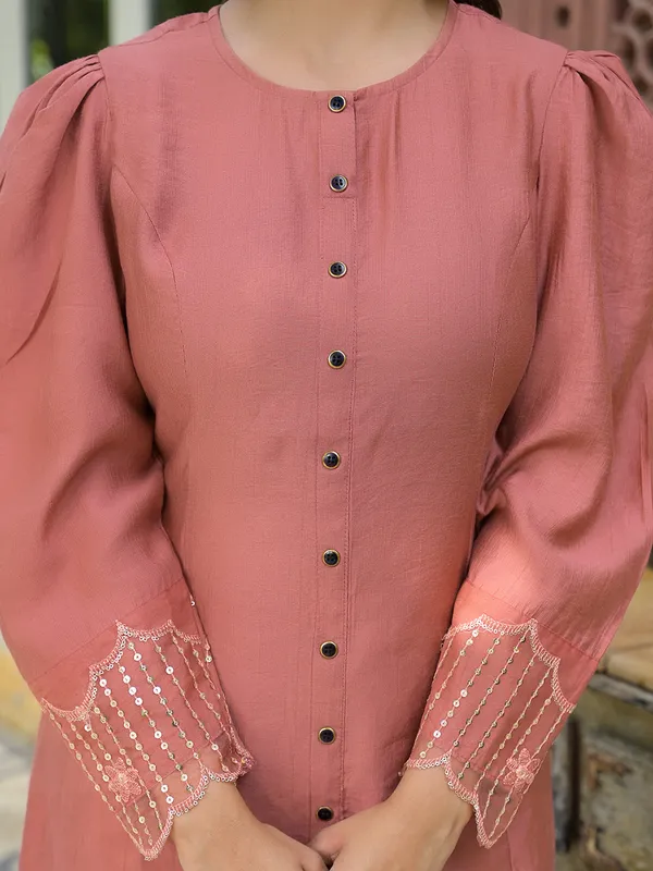 BrickRed_Silk_Brick_Red_A-Line_Kurta_Set_With_Dupatta_For_Women