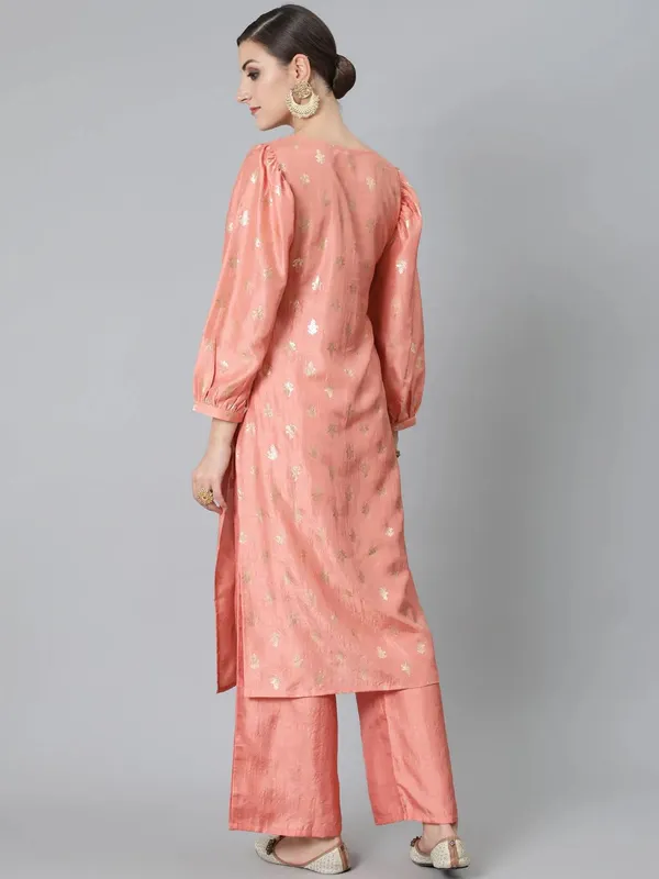 Peach_Cotton_Elegant_Foil-Printed_Kurta_With_Palazzo_For_Women