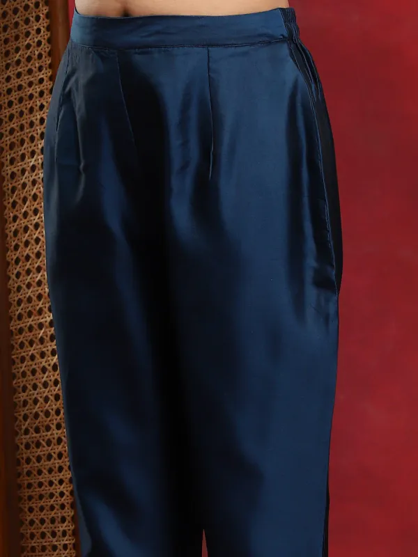 Blue_Woven_Designed_Kurta_Pant_With_Dupatta