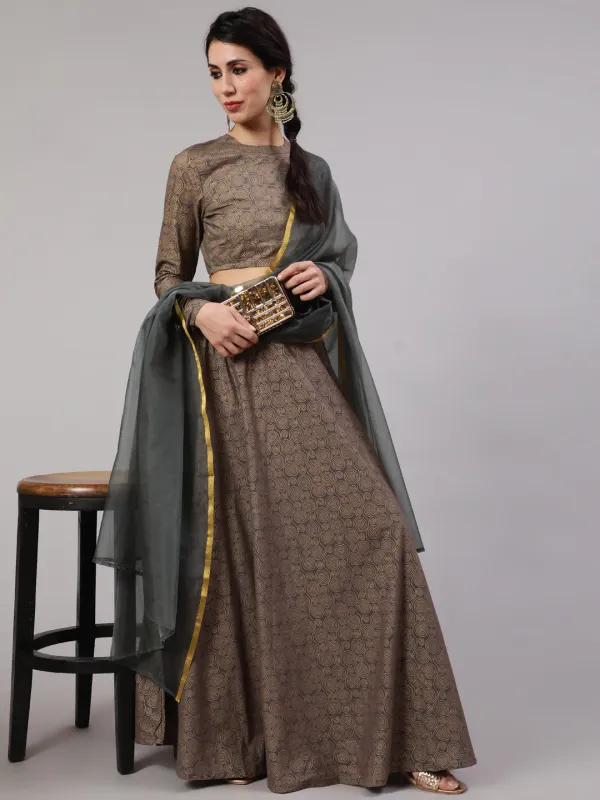 Grey_Cotton_Pure_Printed_Lehenga_Choli_With_Dupatta_For_Women