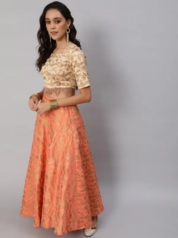 Peach_Jacquard_Silk_Lehenga_Choli_With_Dupatta_For_Women