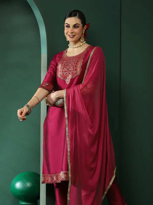 Purple_Patch_Work_Kurta_Pant_With_Dupatta