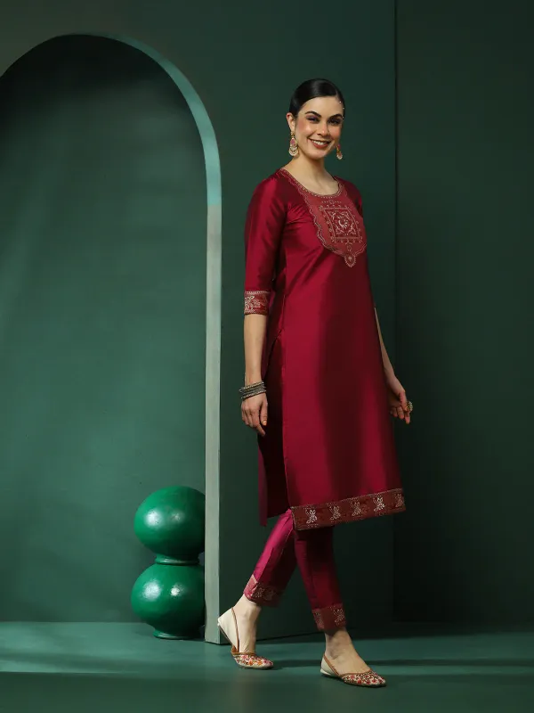 Purple_Patch_Work_Kurta_Pant_With_Dupatta