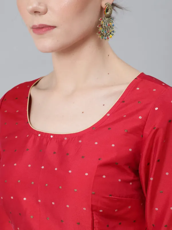 Red_Dobby_Woven_Designed_Lehenga_Choli_With_Dupatta