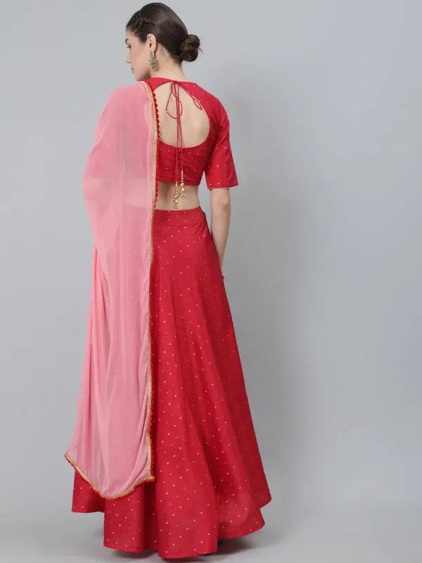 Red_Dobby_Woven_Designed_Lehenga_Choli_With_Dupatta