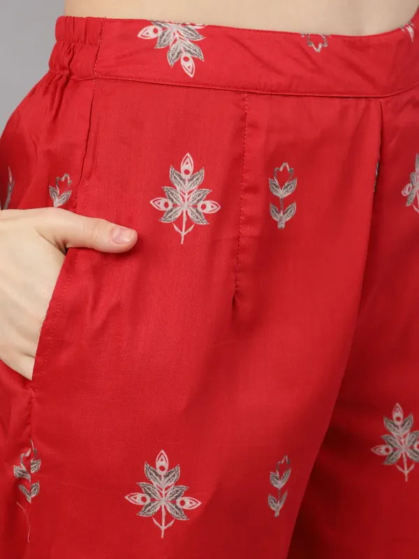 Red_Chinnon_Printed_Silk_Kurta_With_Palazzo_For_Women