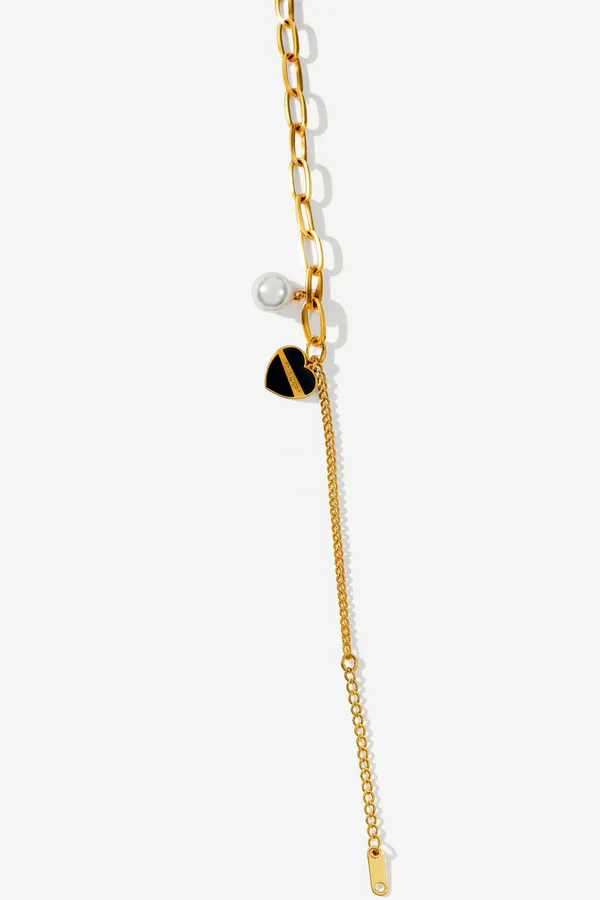 Black_Pearl__Charm_Adjustable_Chain_Bracelet_For_Women