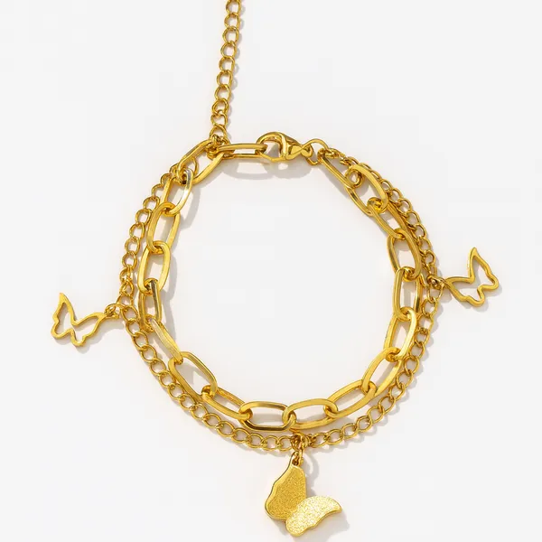 Butterfly_Charm_Dual_Chain_Adjustable_Bracelet_For_Women