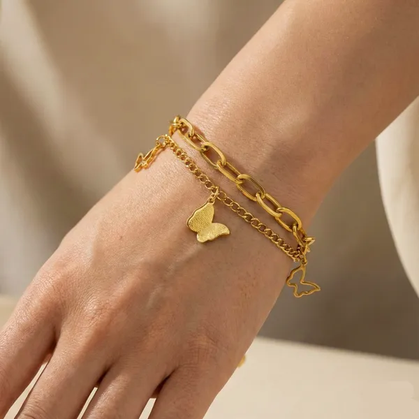 Butterfly_Charm_Dual_Chain_Adjustable_Bracelet_For_Women