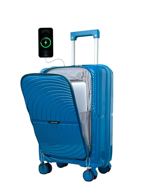 Blue_Hard_Cabin_Trolley_Bag_For_Unisex