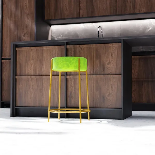 Green_Wood_Bar_Stool_For_Home_Decor