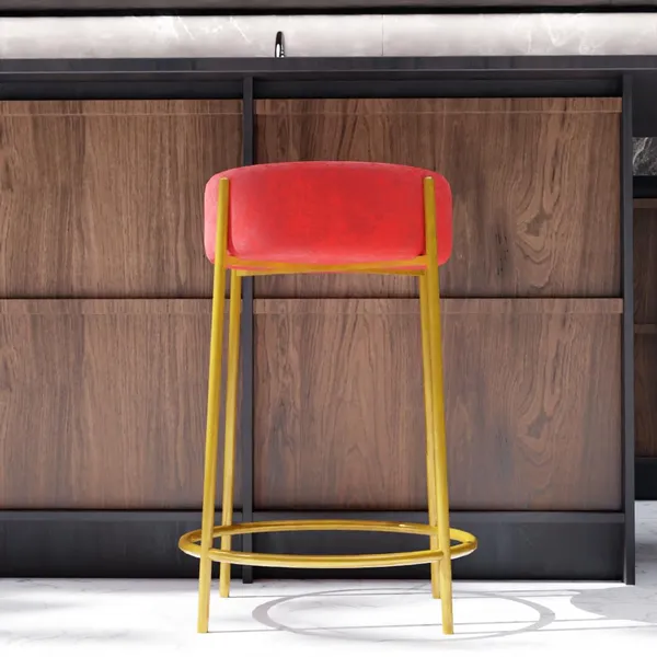 Red_Wood_Bar_Stool_For_Home_Decor