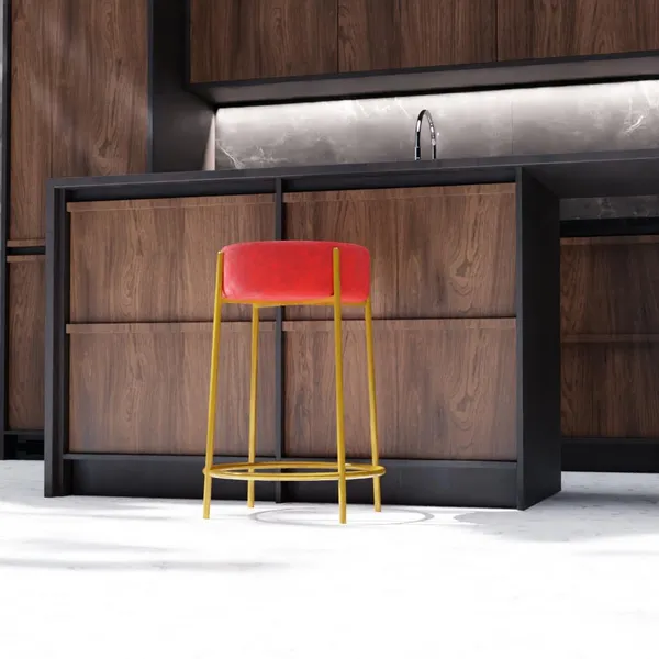 Red_Wood_Bar_Stool_For_Home_Decor
