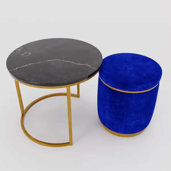 White_Metal_&_Wood_Ottoman_For_Home_Decor
