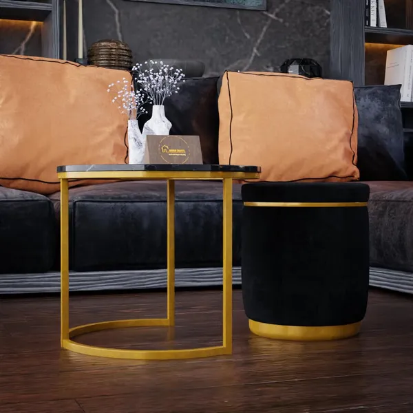 Black_Metal_&_Wood_Ottoman_For_Home_Decor