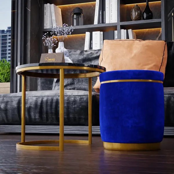 Blue_Metal_&_Wood_Ottoman_For_Home_Decor