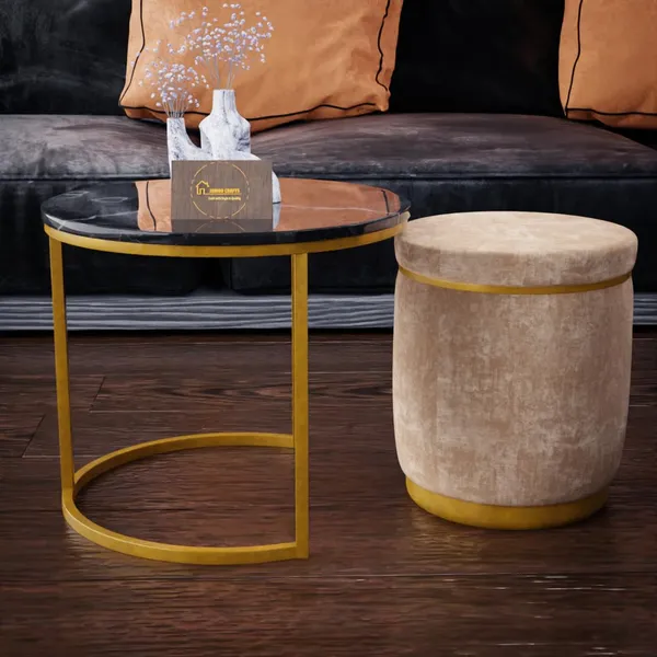 Cream_Metal_&_Wood_Ottoman_For_Home_Decor
