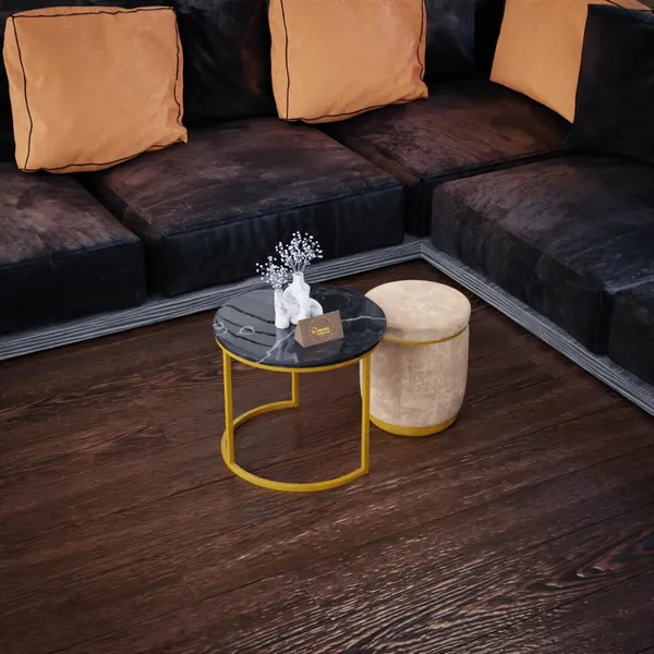 Cream_Metal_&_Wood_Ottoman_For_Home_Decor