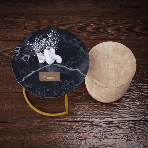 Cream_Metal_&_Wood_Ottoman_For_Home_Decor