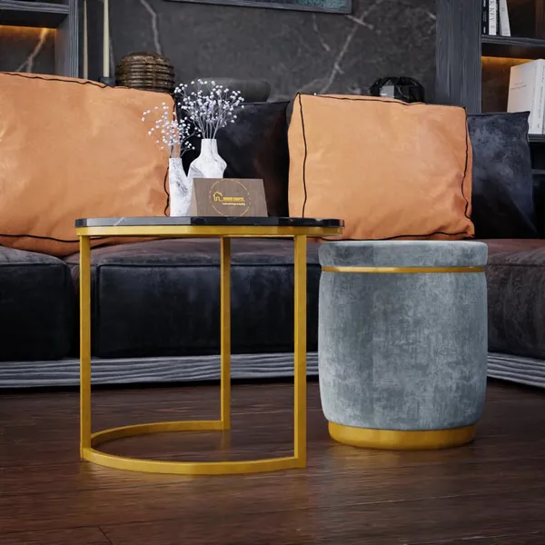 Grey_Metal_&_Wood_Ottoman_For_Home_Decor