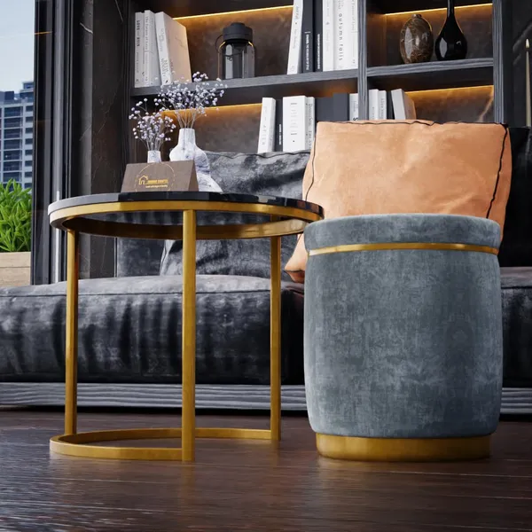 Grey_Metal_&_Wood_Ottoman_For_Home_Decor