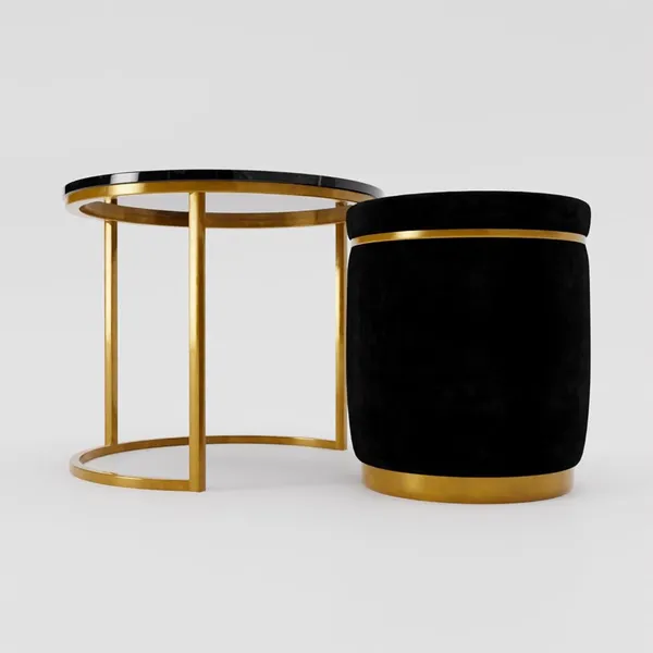 Full_Black_Metal_&_Wood_Ottoman_For_Home_Decor