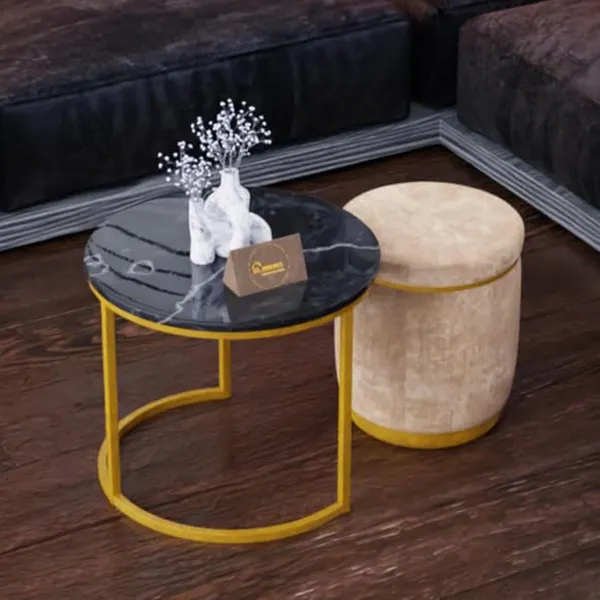Black_Cream_Metal_&_Wood_Ottoman_For_Home_Decor