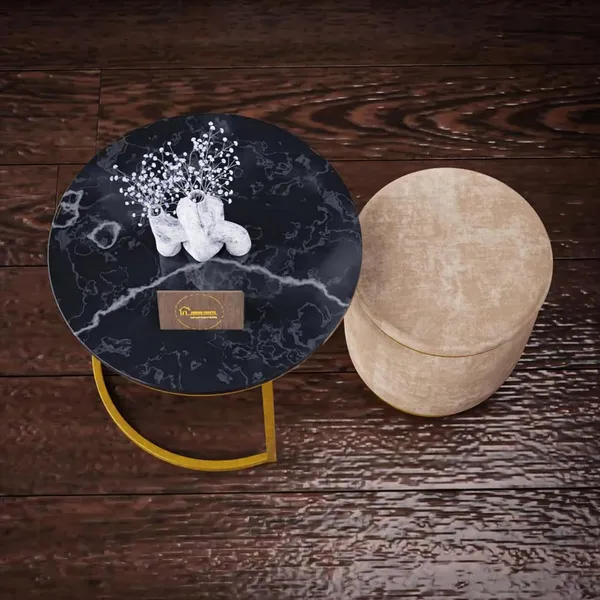 Black_Cream_Metal_&_Wood_Ottoman_For_Home_Decor