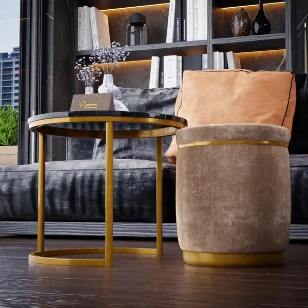 Black_Cream_Metal_&_Wood_Ottoman_For_Home_Decor