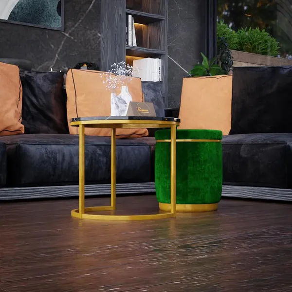 Black_Green_Metal_&_Wood_Ottoman_For_Home_Decor