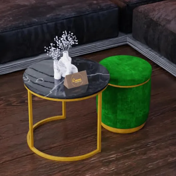 Black_Green_Metal_&_Wood_Ottoman_For_Home_Decor