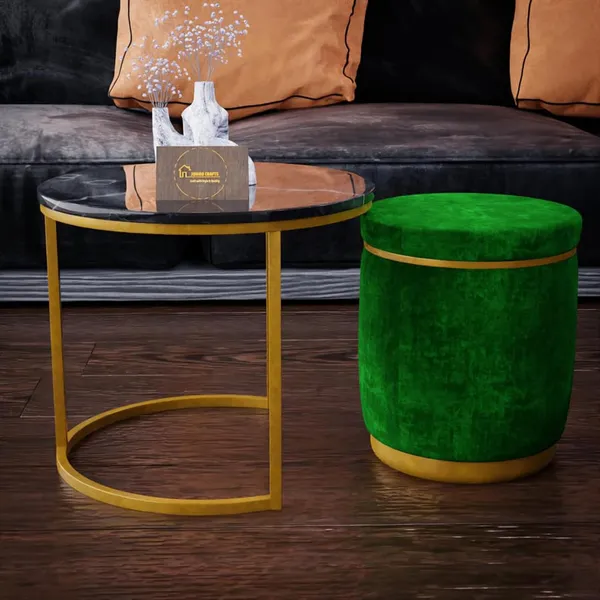 Black_Green_Metal_&_Wood_Ottoman_For_Home_Decor