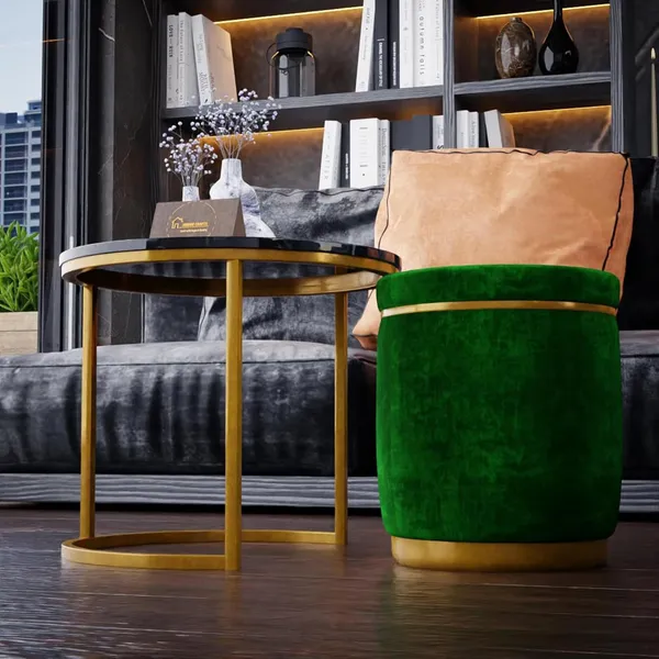Black_Green_Metal_&_Wood_Ottoman_For_Home_Decor