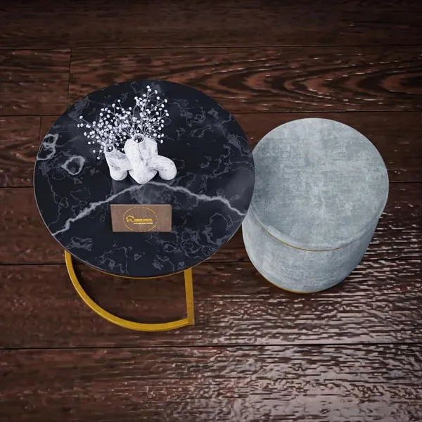Black_Grey_Metal_&_Wood_Ottoman_For_Home_Decor