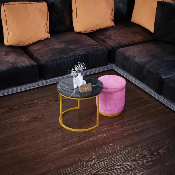 Black_Pink_Metal_&_Wood_Ottoman_For_Home_Decor