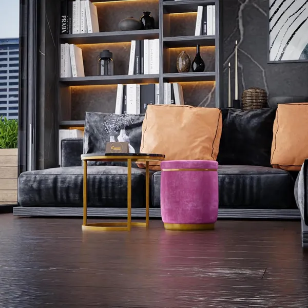 Black_Pink_Metal_&_Wood_Ottoman_For_Home_Decor