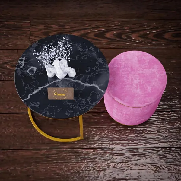 Black_Pink_Metal_&_Wood_Ottoman_For_Home_Decor
