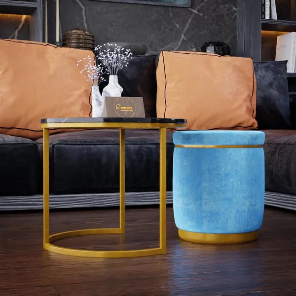 Black_Sky_Metal_&_Wood_Ottoman_For_Home_Decor
