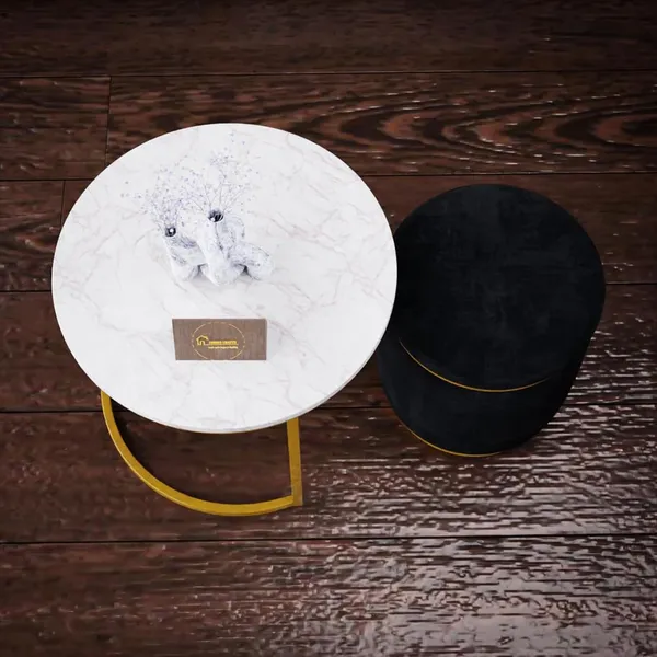White_Black_Metal_&_Wood_Ottoman_For_Home_Decor