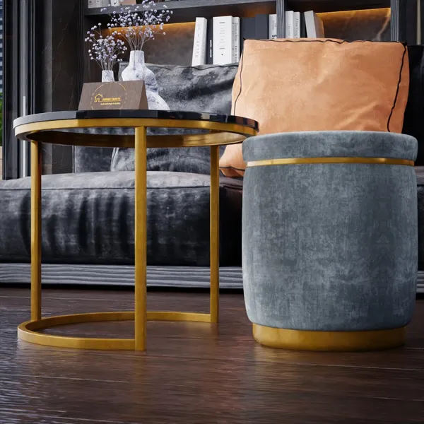 Grey_Metal_&_Wood_Ottoman_For_Home_Decor