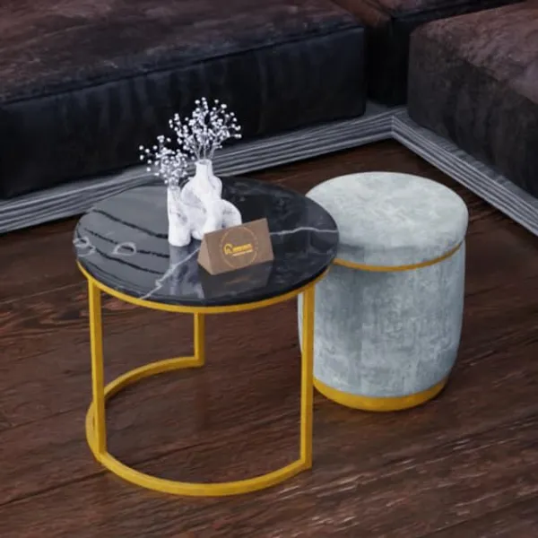 Grey_Metal_&_Wood_Ottoman_For_Home_Decor