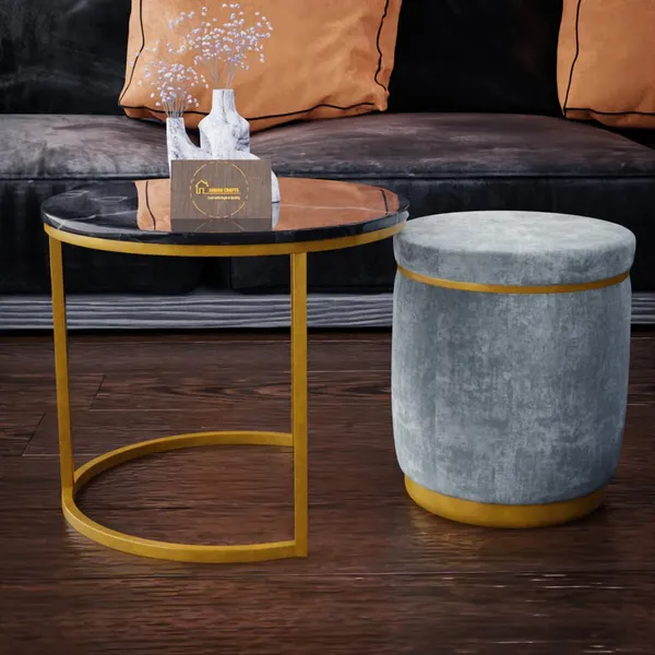 Grey_Metal_&_Wood_Ottoman_For_Home_Decor