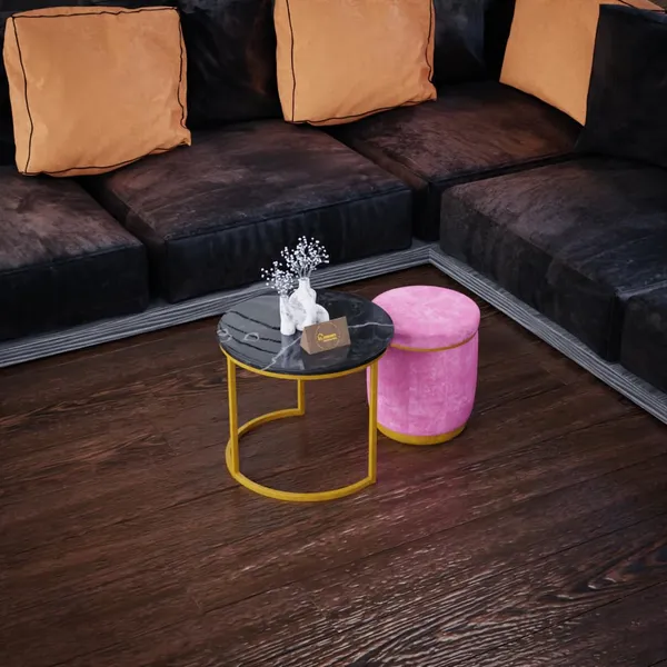 Pink_Metal_&_Wood_Ottoman_For_Home_Decor