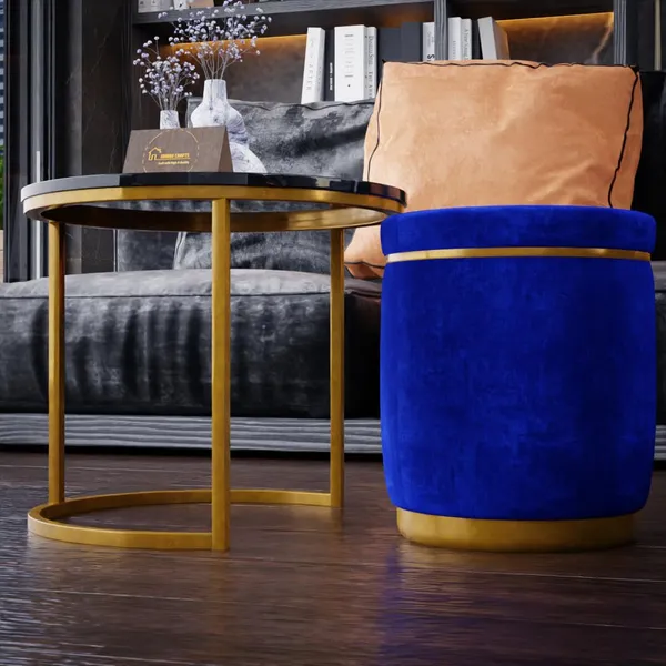 White_Metal_&_Wood_Ottoman_For_Home_Decor