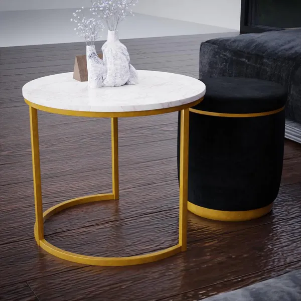 White_Black_Metal_&_Wood_Ottoman_For_Home_Decor