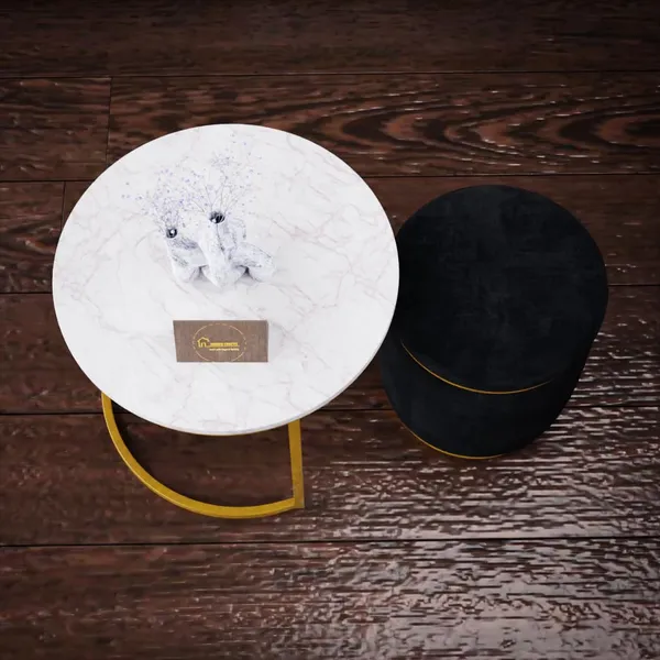 White_Black_Metal_&_Wood_Ottoman_For_Home_Decor