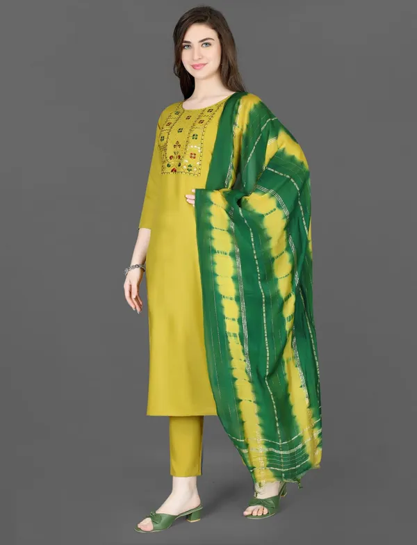 Yellow_Cotton_Blend_Premium_&_Elegant_Straight_Kurta_Pant_With_Dupatta_Set_For_Women