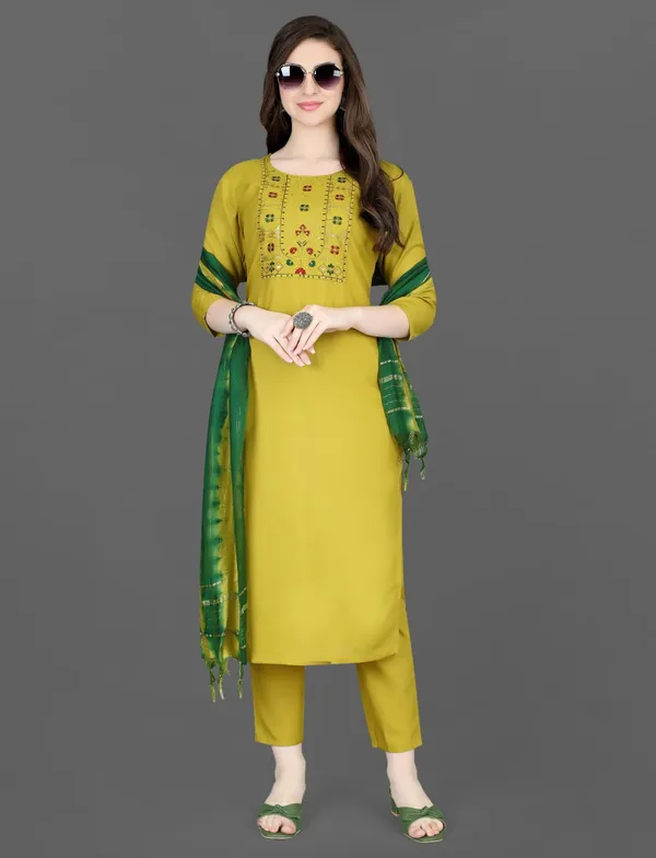 Yellow_Cotton_Blend_Premium_&_Elegant_Straight_Kurta_Pant_With_Dupatta_Set_For_Women