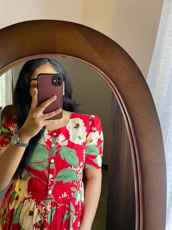 Red_Printed_Muslin_Dress_For_Women